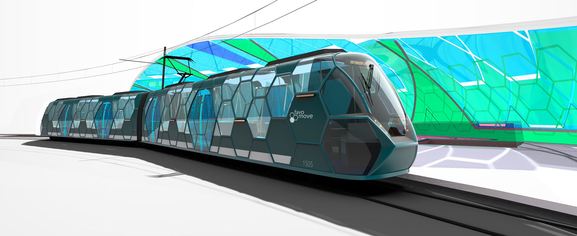 Favomove Exterieur Design mit Haltestelle / Urban train stop design