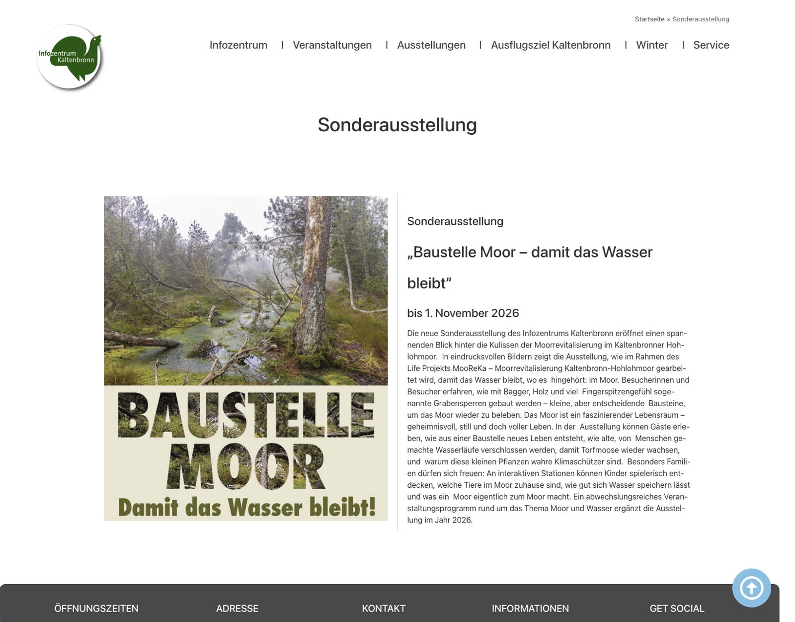Seite für die zyklisch wechselnden Sonderausstellungen