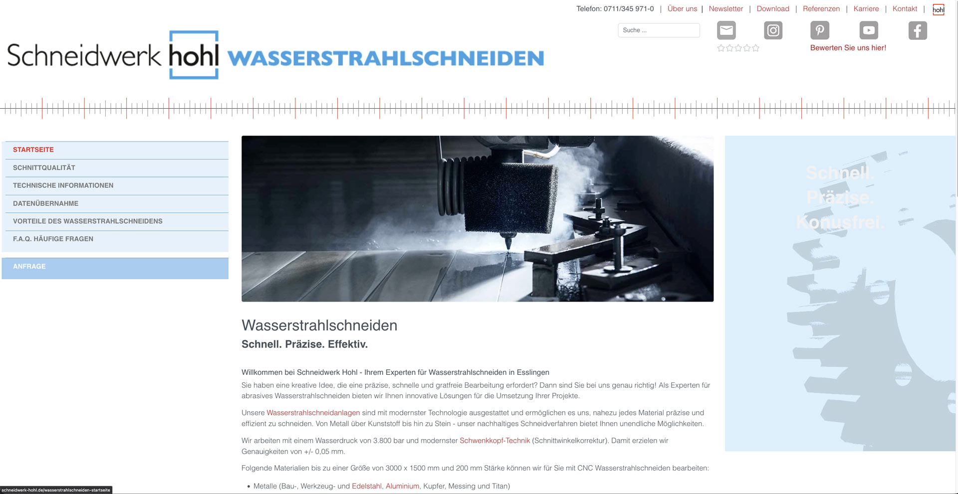 Startseite Geschäftsbereich Wasserstrahlschneiden