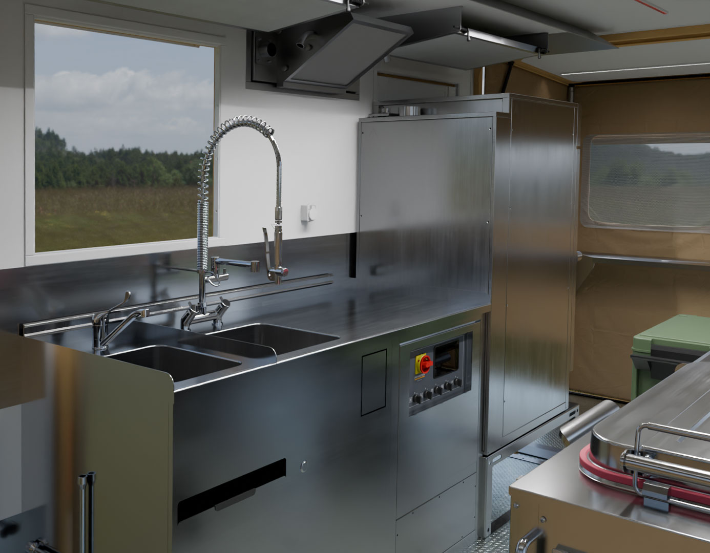 Küchenzeile mit Schrank im Inneren